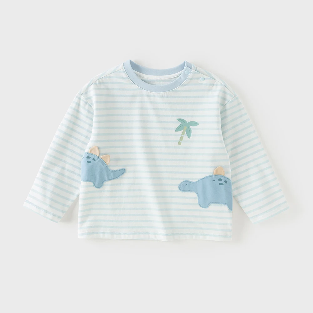 Dave Bella Children Bottoming T-shirts Spring Summer Pure Cotton Boys Girls Stripe Pullover Long Sleeves Kids Clothing DB1260806