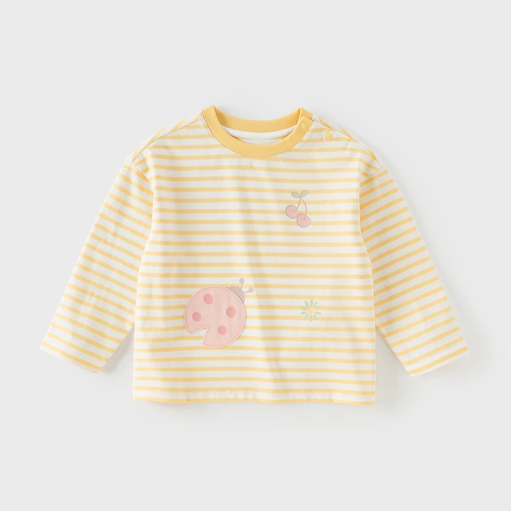 Dave Bella Children Bottoming T-shirts Spring Summer Pure Cotton Boys Girls Stripe Pullover Long Sleeves Kids Clothing DB1260806