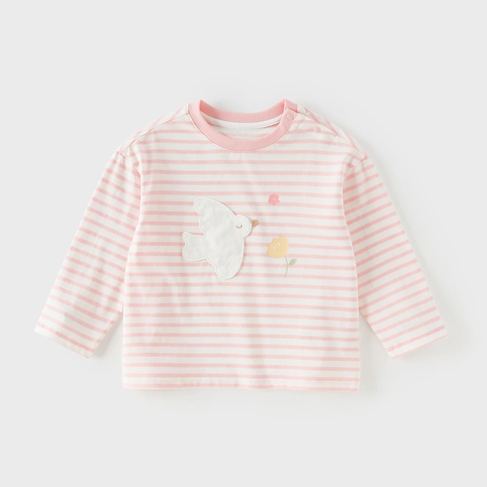 Dave Bella Children Bottoming T-shirts Spring Summer Pure Cotton Boys Girls Stripe Pullover Long Sleeves Kids Clothing DB1260806
