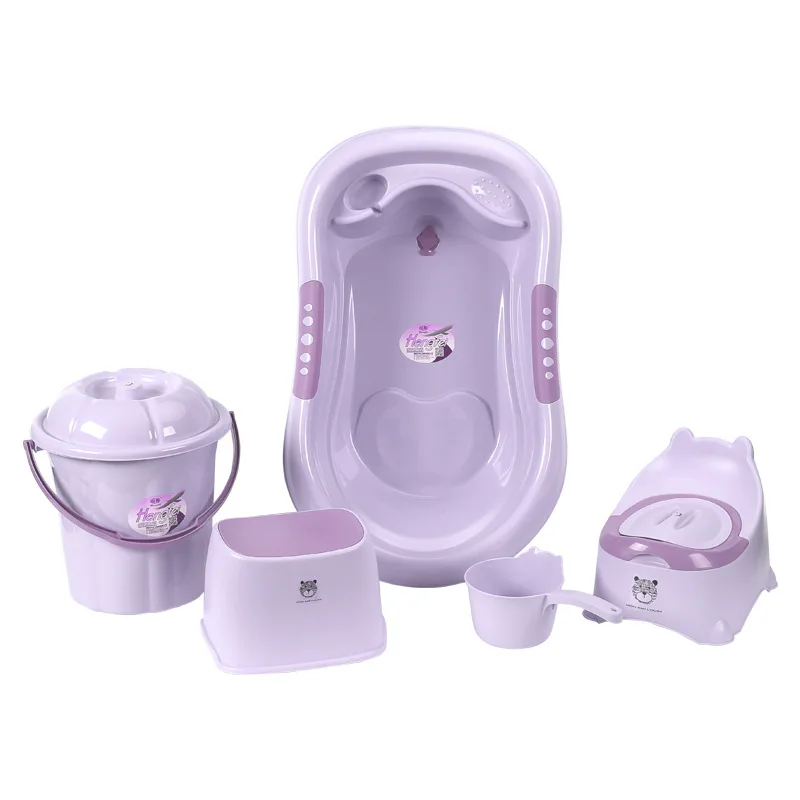 Baby Bath Tub Set 7-Piece with Stool Newborn Tub,Non-slip,Complete Bathing Set, Bath Basin, Durable Bathtub,Plastic Baby Bathtub