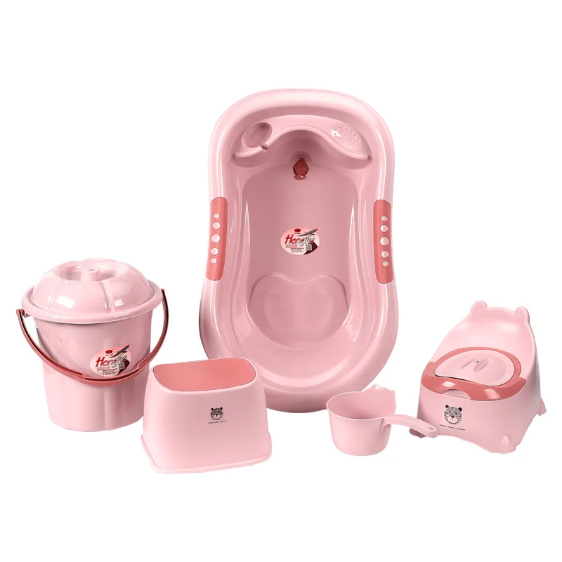 Baby Bath Tub Set 7-Piece with Stool Newborn Tub,Non-slip,Complete Bathing Set, Bath Basin, Durable Bathtub,Plastic Baby Bathtub