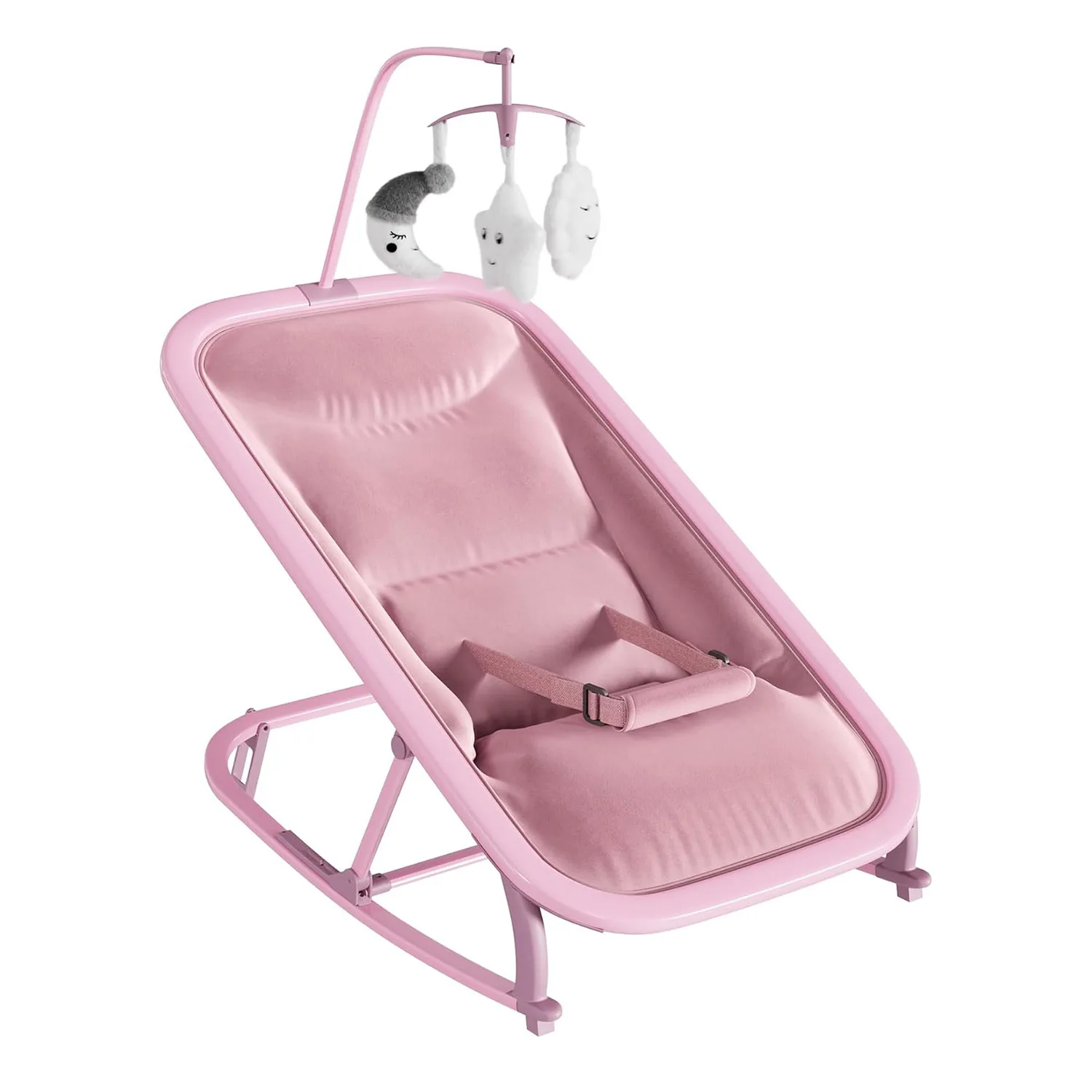 2-in-1 Baby Swing and Rocker Chair, Portable Nursery Bouncer with 3 Recline Positions, Front-to-Back Rocking, Removable Toy Bar, Lockable Mode, Aluminum Frame