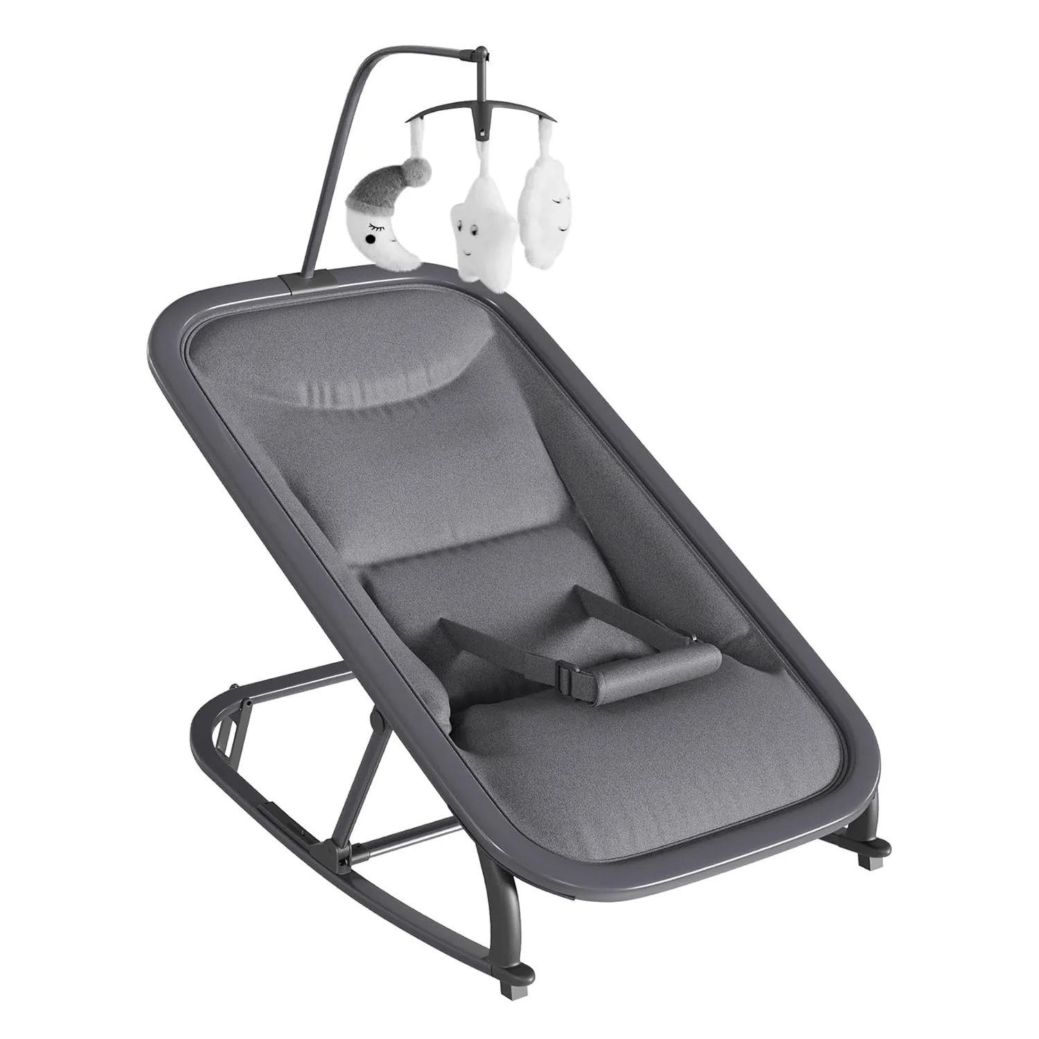 2-in-1 Baby Swing and Rocker Chair, Portable Nursery Bouncer with 3 Recline Positions, Front-to-Back Rocking, Removable Toy Bar, Lockable Mode, Aluminum Frame
