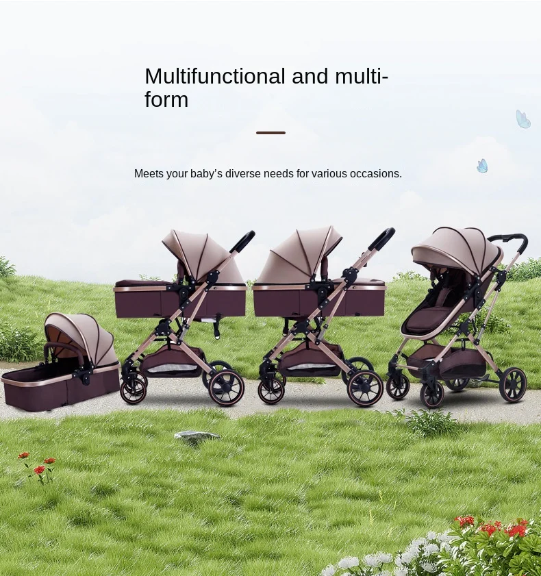 Baby Stroller: Sit-or-Lie Position, High-View Two-Way Design, Adjustable Backrest, Easy Folding, Shock Absorption, Ages 0–3