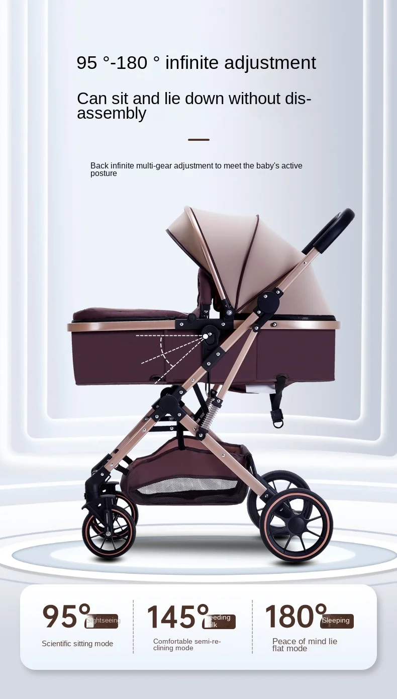 Baby Stroller: Sit-or-Lie Position, High-View Two-Way Design, Adjustable Backrest, Easy Folding, Shock Absorption, Ages 0–3