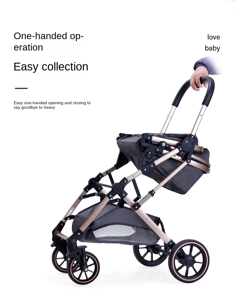 Baby Stroller: Sit-or-Lie Position, High-View Two-Way Design, Adjustable Backrest, Easy Folding, Shock Absorption, Ages 0–3