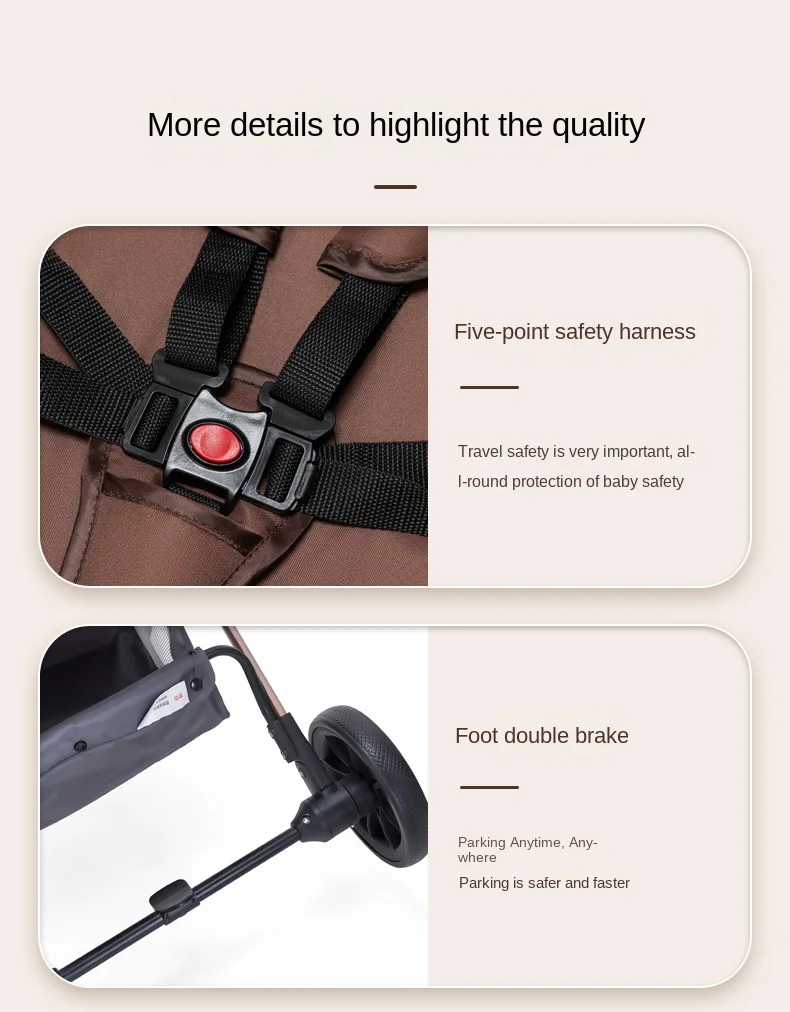Baby Stroller: Sit-or-Lie Position, High-View Two-Way Design, Adjustable Backrest, Easy Folding, Shock Absorption, Ages 0–3