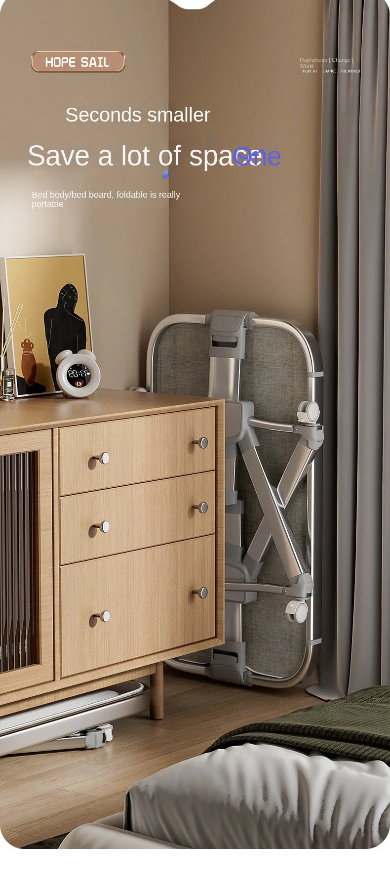 Aluminum alloy baby bed, movable, foldable, and portable