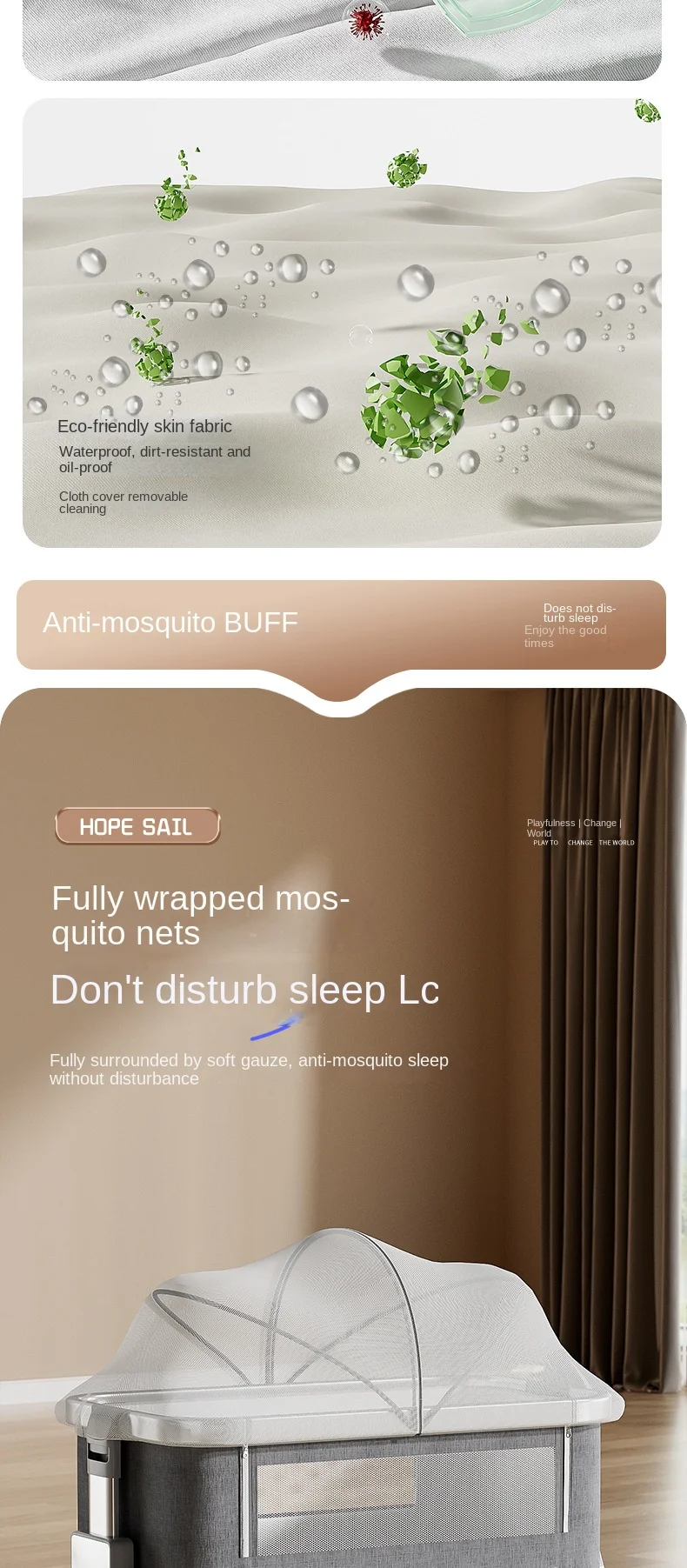 Aluminum alloy baby bed, movable, foldable, and portable