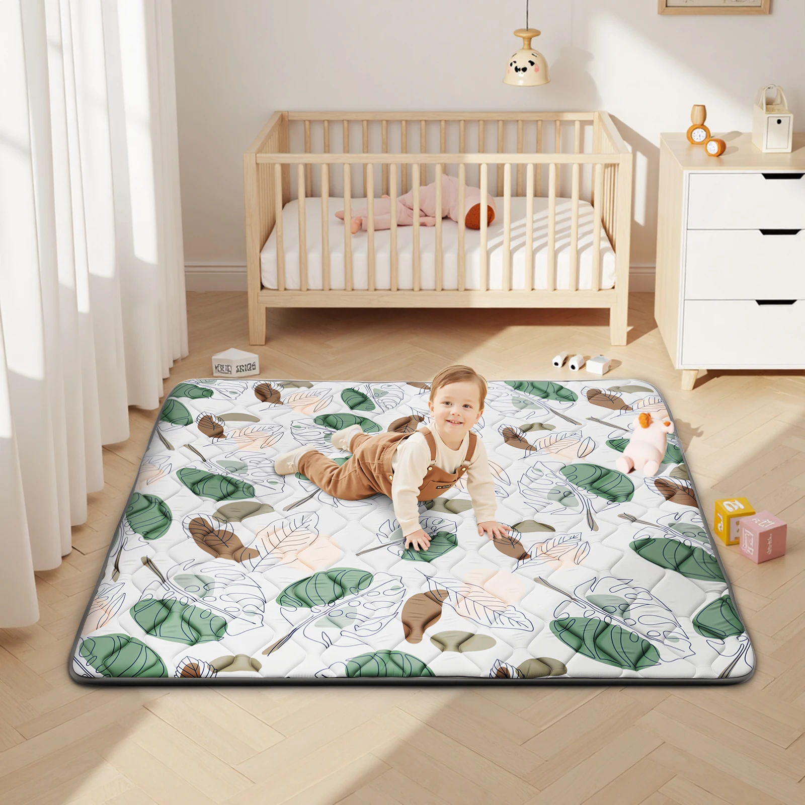 Thick Foam Baby Play Mat, Foldable Crawling Playpen Mat with Soft Padding, Non-Slip Floor Playmat, Machine Washable Anti-Slip Crawling Mats for Infants Toddlers Home Indoor Use