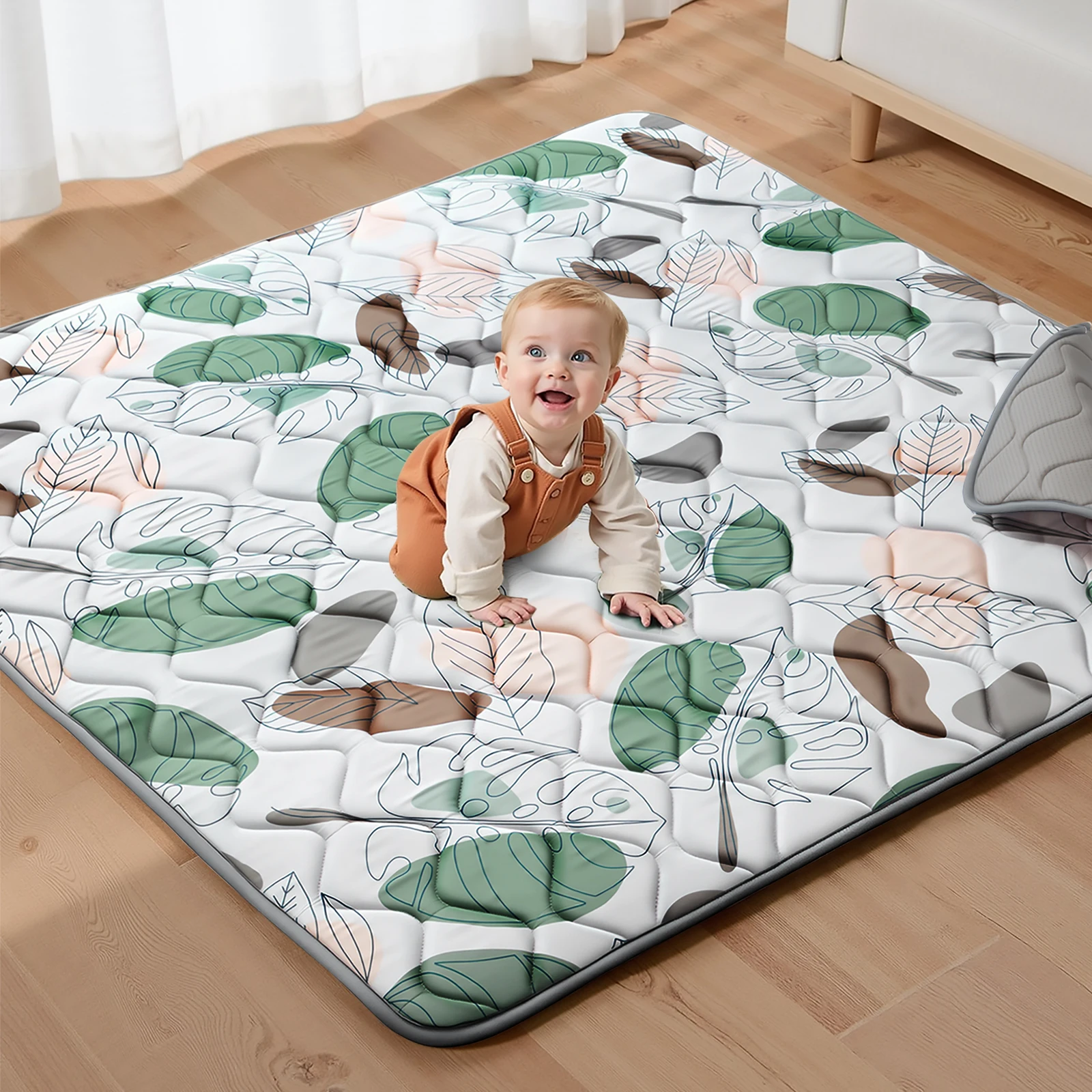 Thick Foam Baby Play Mat, Foldable Crawling Playpen Mat with Soft Padding, Non-Slip Floor Playmat, Machine Washable Anti-Slip Crawling Mats for Infants Toddlers Home Indoor Use