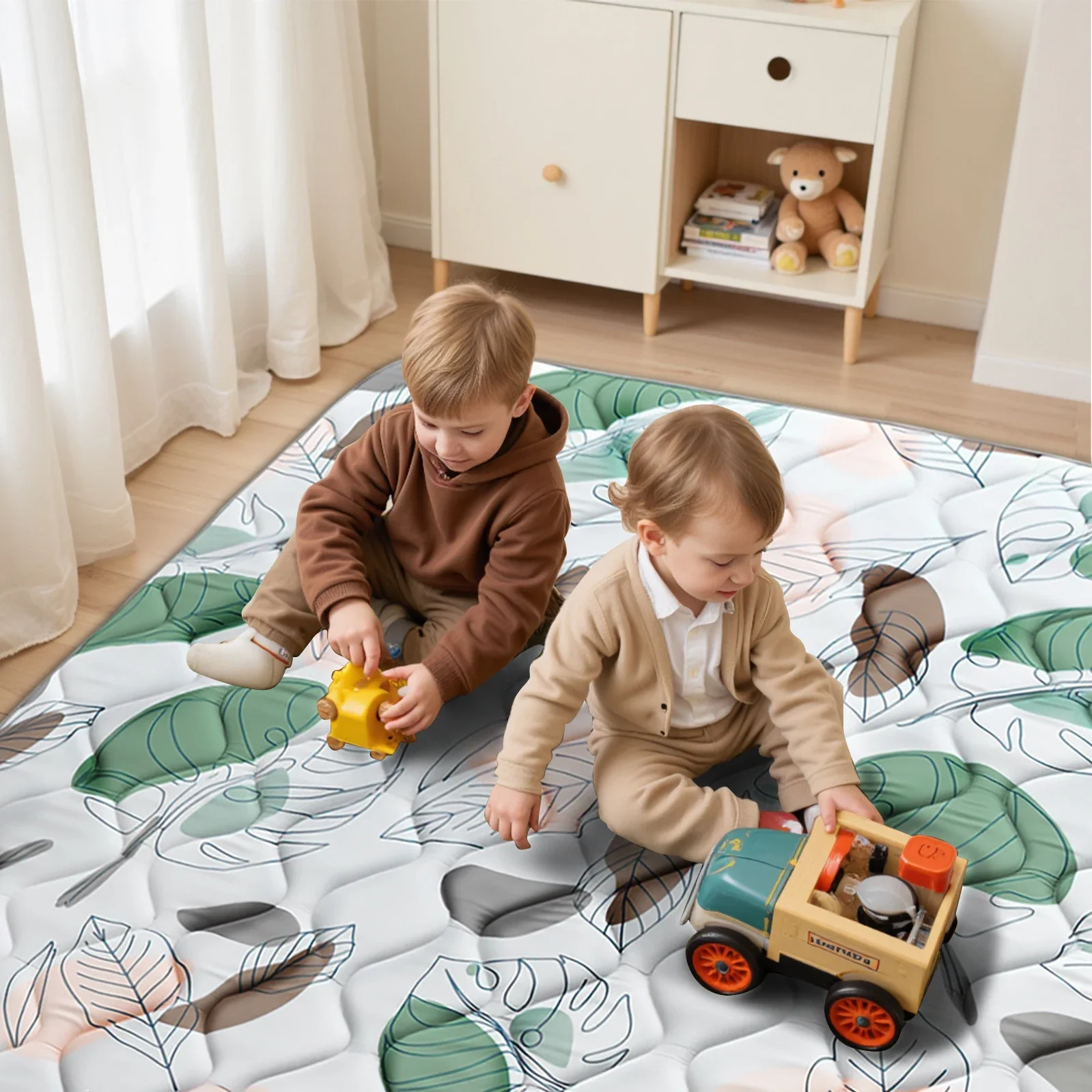 Thick Foam Baby Play Mat, Foldable Crawling Playpen Mat with Soft Padding, Non-Slip Floor Playmat, Machine Washable Anti-Slip Crawling Mats for Infants Toddlers Home Indoor Use