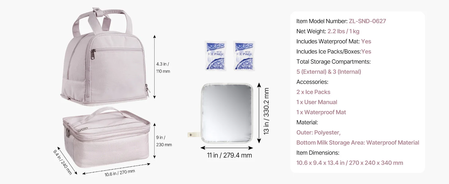 SucceBuy Breast Pump Backpack Portable Breast Feeding Carrying Case Fits S1/S2 Pumping Accessories for Work Travel & Family Use