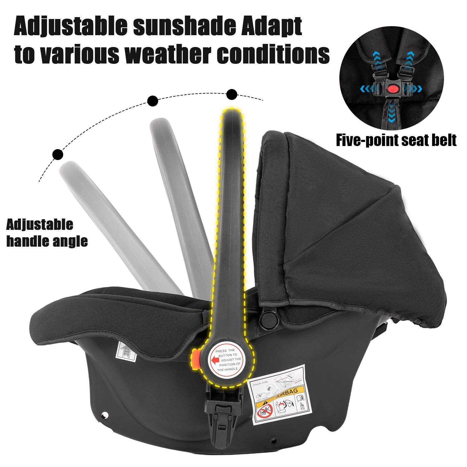 Light Weight Baby Stroller 3 in 1 Travel Pram Baby Pushchair Kids Wagon Stroller