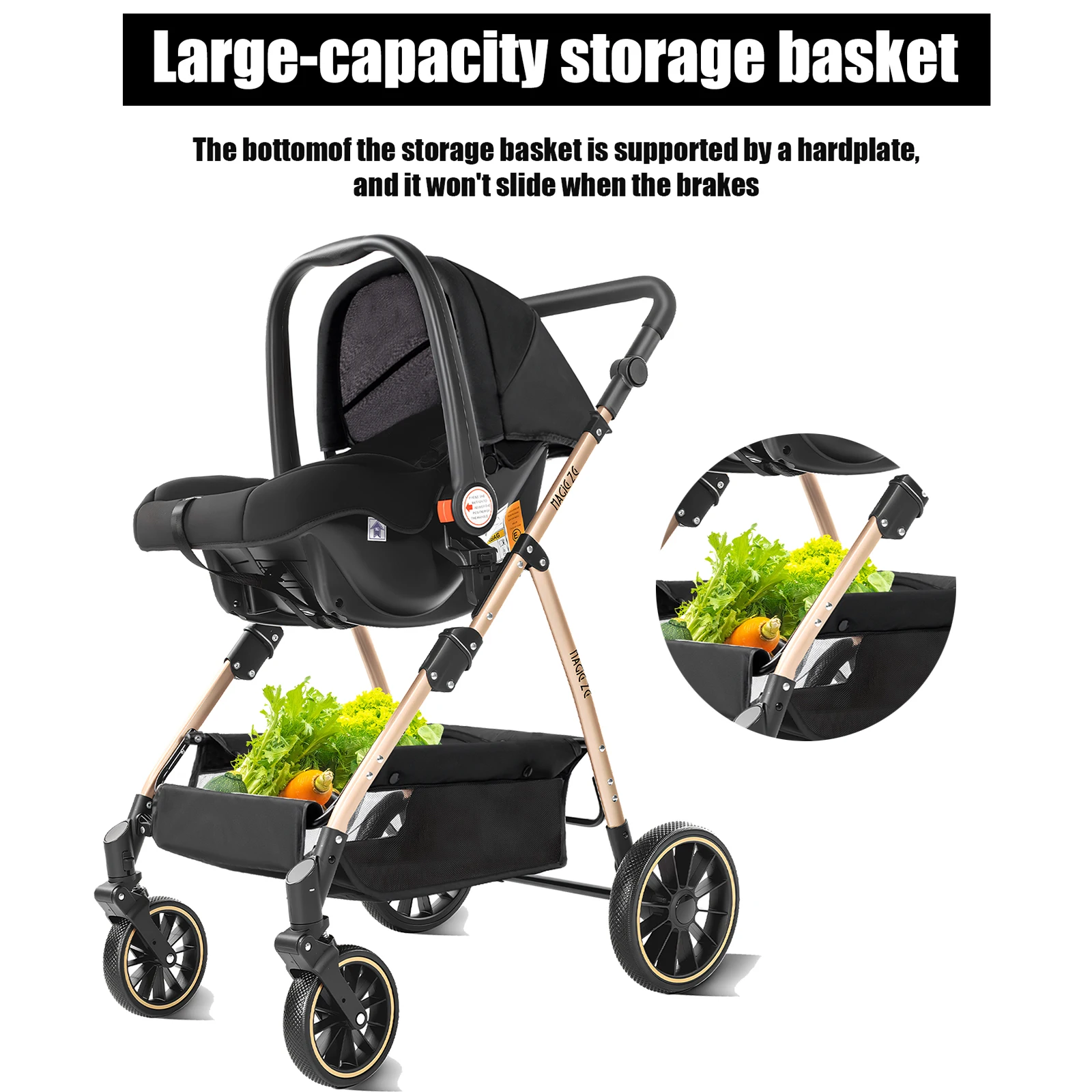 Light Weight Baby Stroller 3 in 1 Travel Pram Baby Pushchair Kids Wagon Stroller