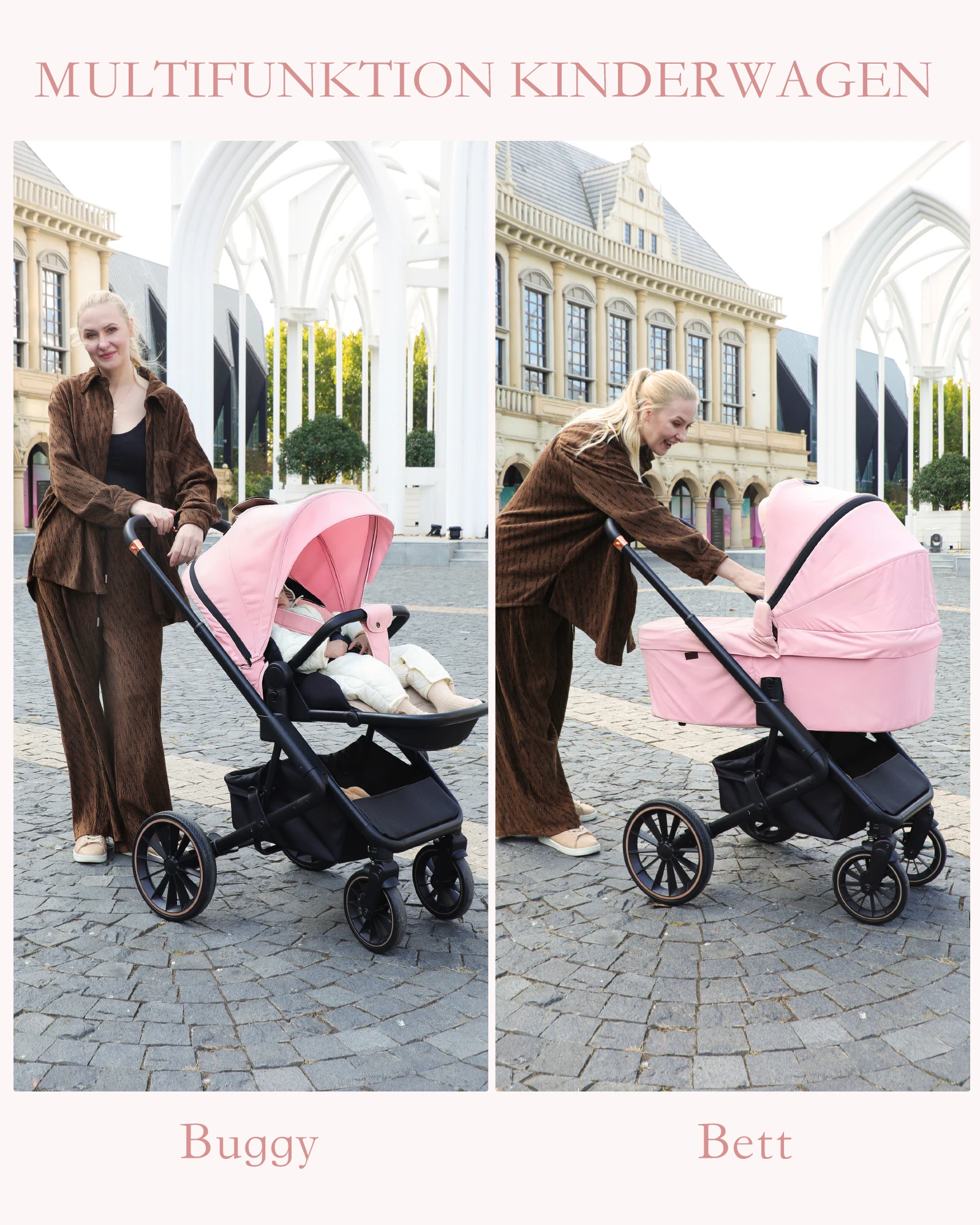 2-in-1 Foldable Baby Stroller Travel System High Landscape Aluminum Frame Fold Pram Newborn Infant Stroller 0-4 Years