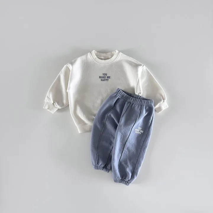 2026 Autumn Children Clothing Set Korean Boys Long Sleeve Sweater+Pants Suit Baby Girls Casual 2PCS Spring Tracksuit Leisure Set