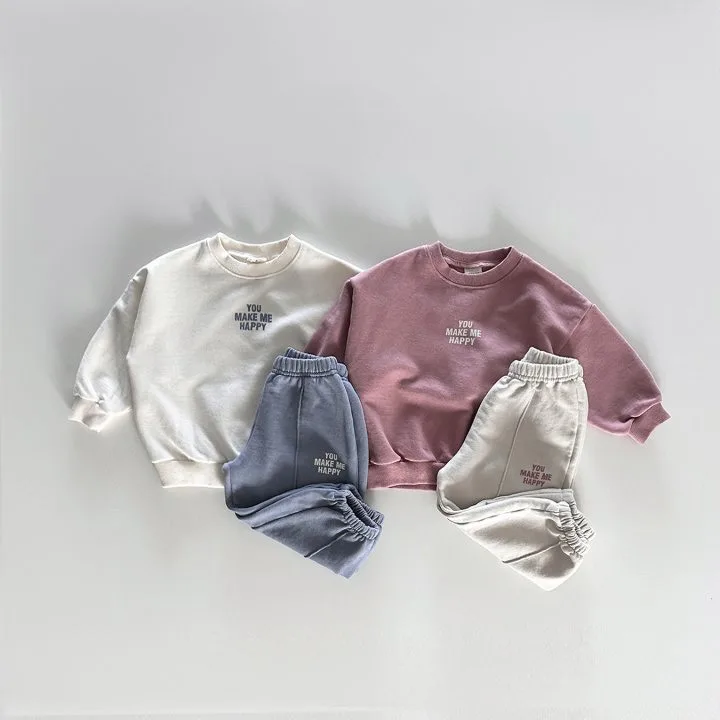 2026 Autumn Children Clothing Set Korean Boys Long Sleeve Sweater+Pants Suit Baby Girls Casual 2PCS Spring Tracksuit Leisure Set