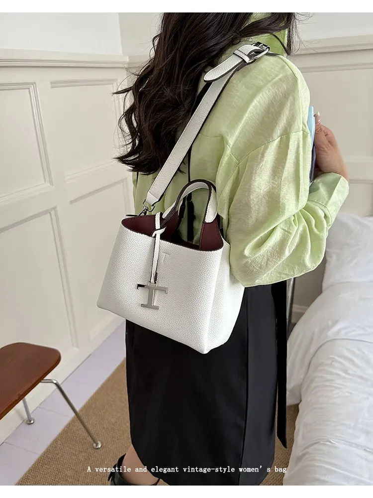 High-End Vintage Diaper Bag Elegant Minimalist Handbag Trendy Solid Color Shoulder Bag Leather Ladies For Leisure Travel