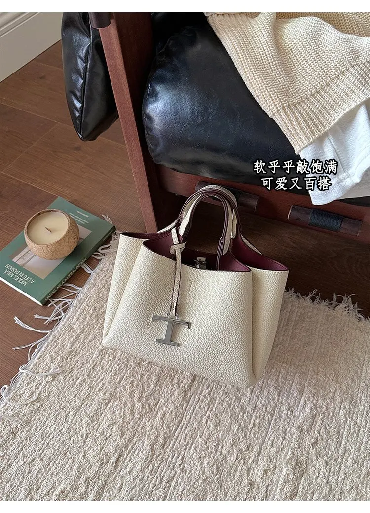 High-End Vintage Diaper Bag Elegant Minimalist Handbag Trendy Solid Color Shoulder Bag Leather Ladies For Leisure Travel