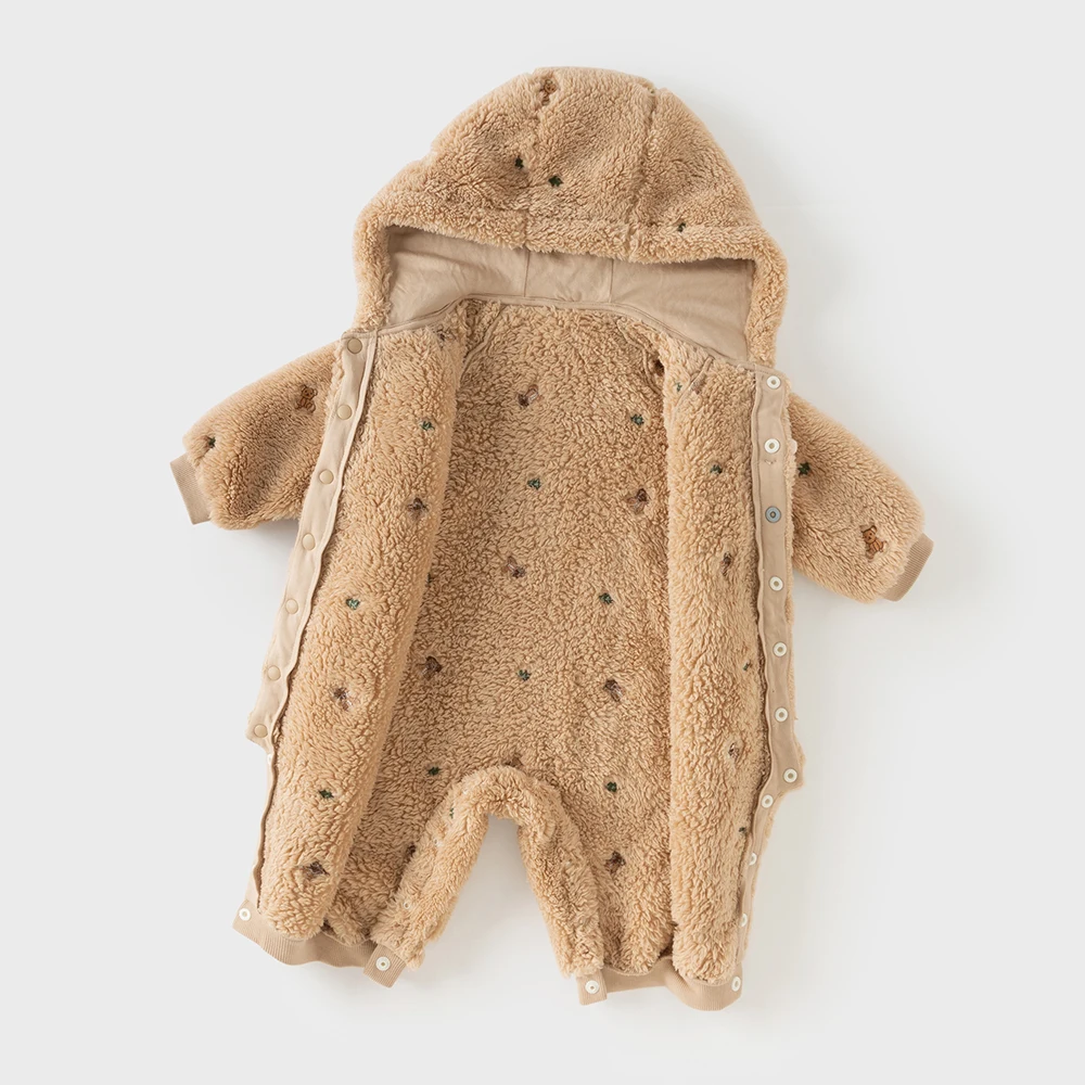 Dave Bella Baby Jumpsuit Autumn Winter Newborn Velvet Creeper Boys Girls Fashion Casual Romper Children Hooded Clothes DB4253950