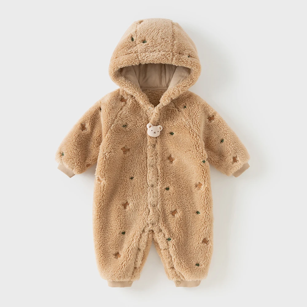 Dave Bella Baby Jumpsuit Autumn Winter Newborn Velvet Creeper Boys Girls Fashion Casual Romper Children Hooded Clothes DB4253950