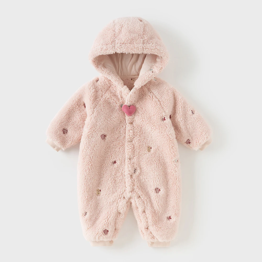 Dave Bella Baby Jumpsuit Autumn Winter Newborn Velvet Creeper Boys Girls Fashion Casual Romper Children Hooded Clothes DB4253950