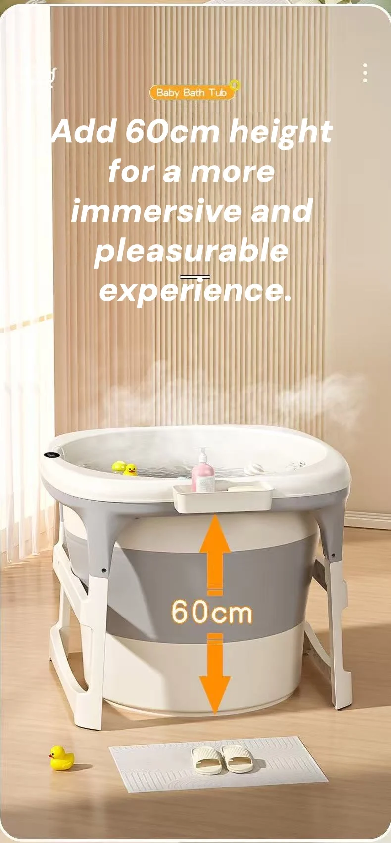 Large bathtub for newborn, baby, child, adult, shower or outdoor-Gray