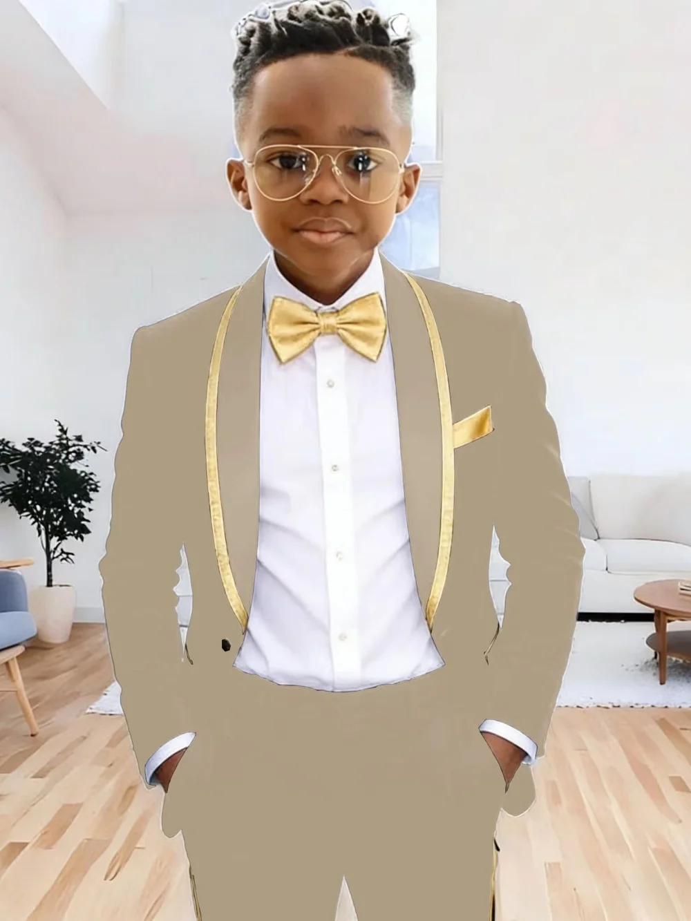 Txjojn Chic Kids Suits 2 Pieces Jacket Pants Wedding Ring Bearer Outfit Handsome Shawl Lapel Boys Suit Set For Banquet Party