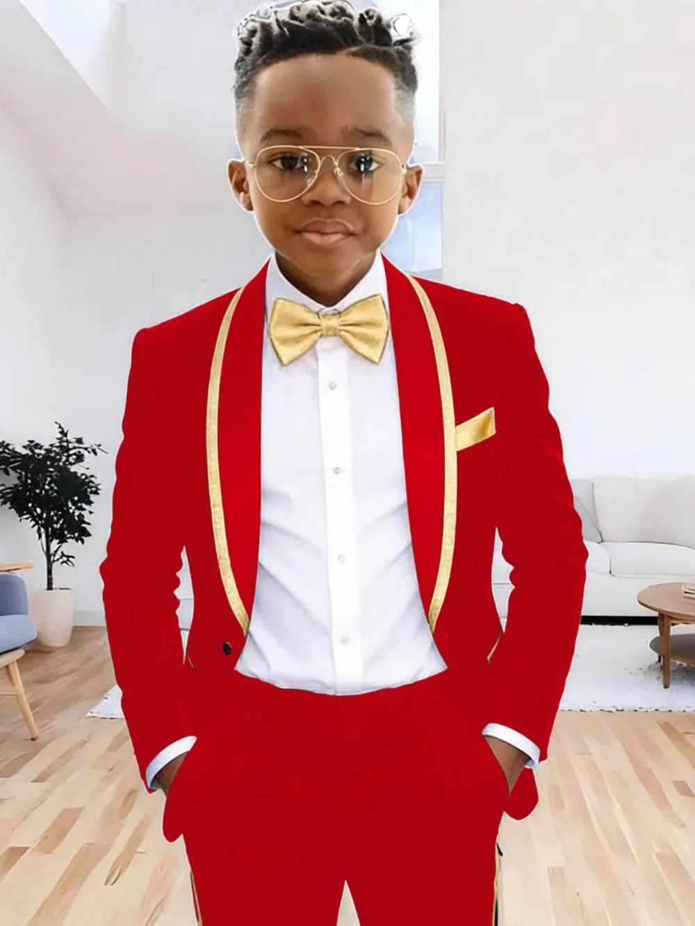 Txjojn Chic Kids Suits 2 Pieces Jacket Pants Wedding Ring Bearer Outfit Handsome Shawl Lapel Boys Suit Set For Banquet Party