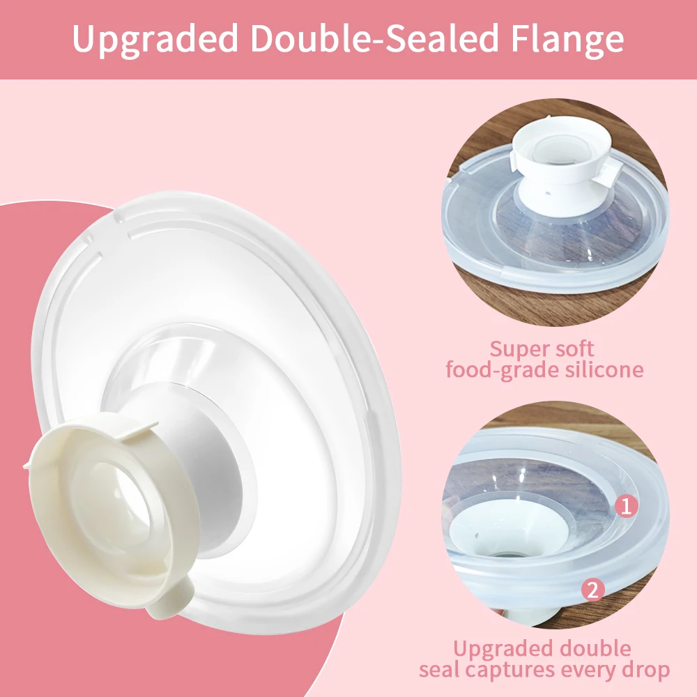 Two Complete Sets Compatible with Momcozy M5 Breast Pump Replacement Parts, Collection Cup and 8pcs 15/17/19/21mm Flange Insert