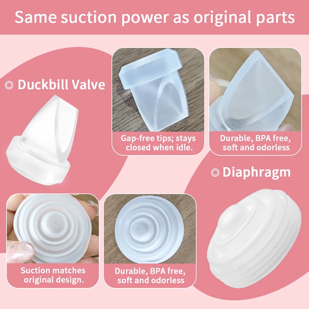 Two Complete Sets Compatible with Momcozy M5 Breast Pump Replacement Parts, Collection Cup and 8pcs 15/17/19/21mm Flange Insert