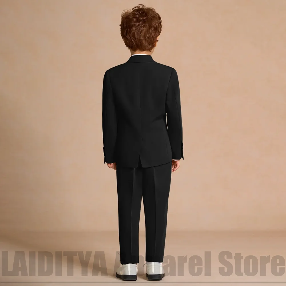 Classic Black 2 Piece Boys Suit Kids Formal Blazer Pants Outfit Wedding Flower Boy Birthday Party Graduation Children Wear