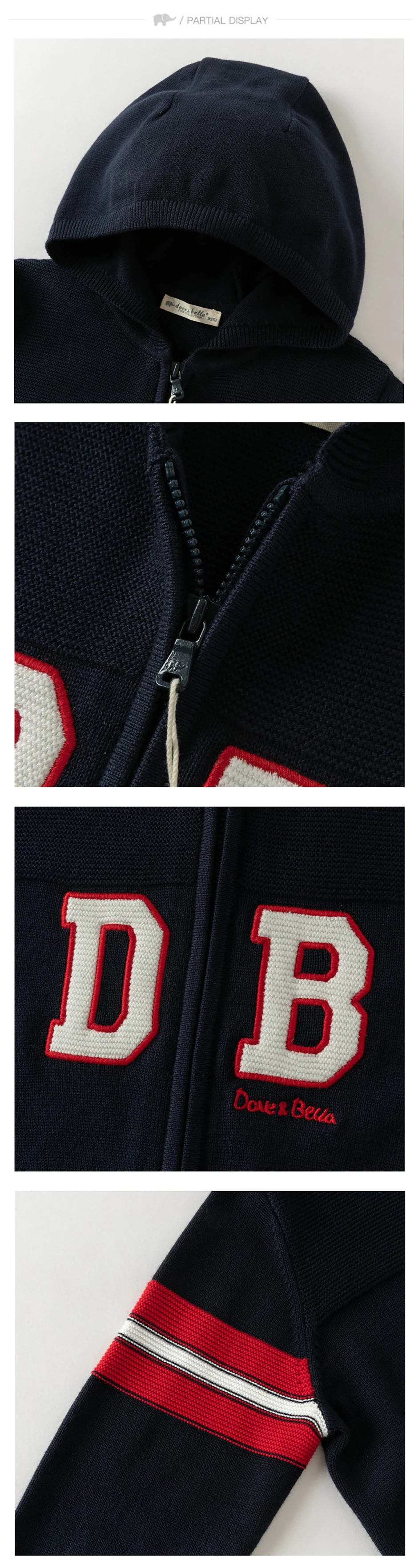 Dave Bella Boys Sweater Autumn Cardigan Sweater Spring Long Sleeves Children Coat Clothes Letter Gentle Fashion Party DB3262552