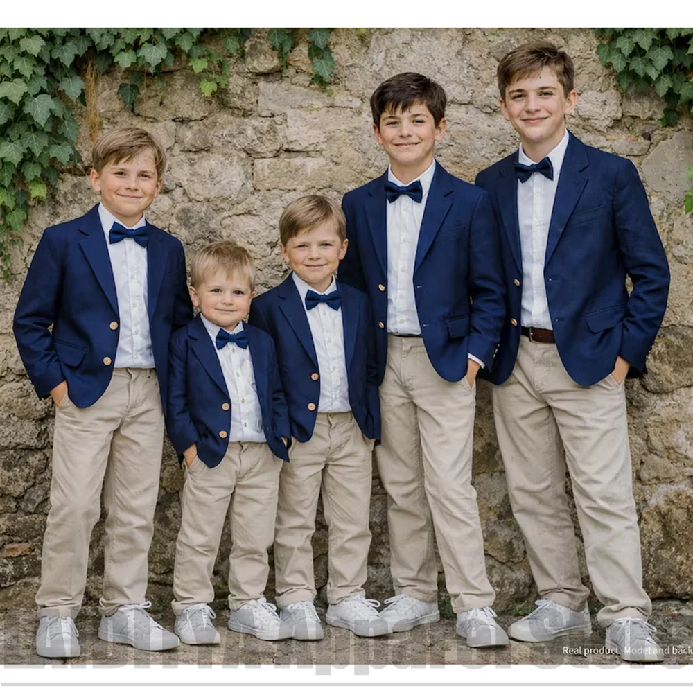 Fashion Boys Suit 2 Piece Set Single Breasted Kids Formal Wedding Ring Bearer Outfit Children Birthday Party Costume Clothes