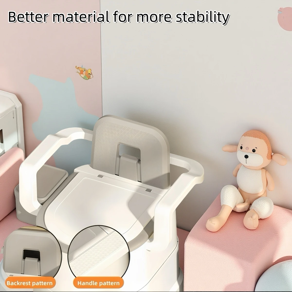 Children's Potty Training Toilet Seat with Armrests and Backrest, Portable Toilet with Removable Inner Bucket, Paper Towel Holder, 38Cm/14.96Inch Seat Height, Suitable for Home Toilet Training