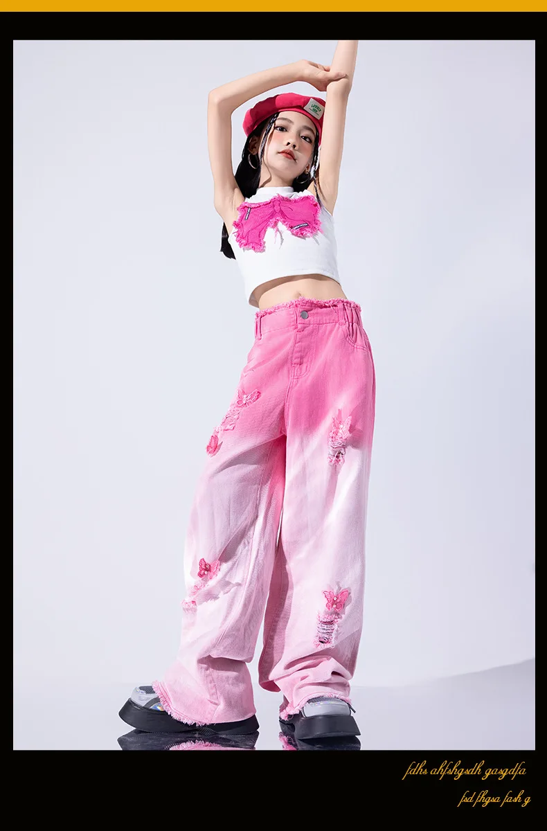 Girls Jazz Dance Performance Suit Kids Hip Hop Stage Wear Kpop Fashion Clothes White Coat Jacket White Pants Steetwear