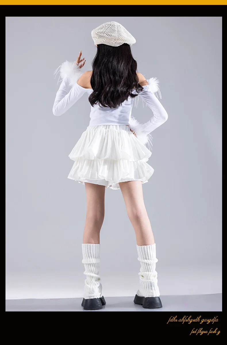 Girls Jazz Dance Performance Suit Kids Hip Hop Stage Wear Kpop Fashion Clothes White Coat Jacket White Pants Steetwear