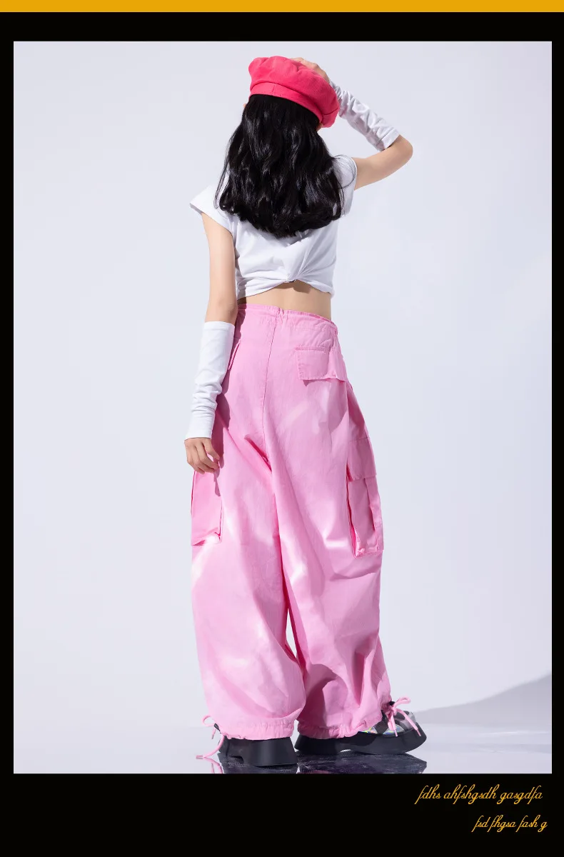 Girls Jazz Dance Performance Suit Kids Hip Hop Stage Wear Kpop Fashion Clothes White Coat Jacket White Pants Steetwear