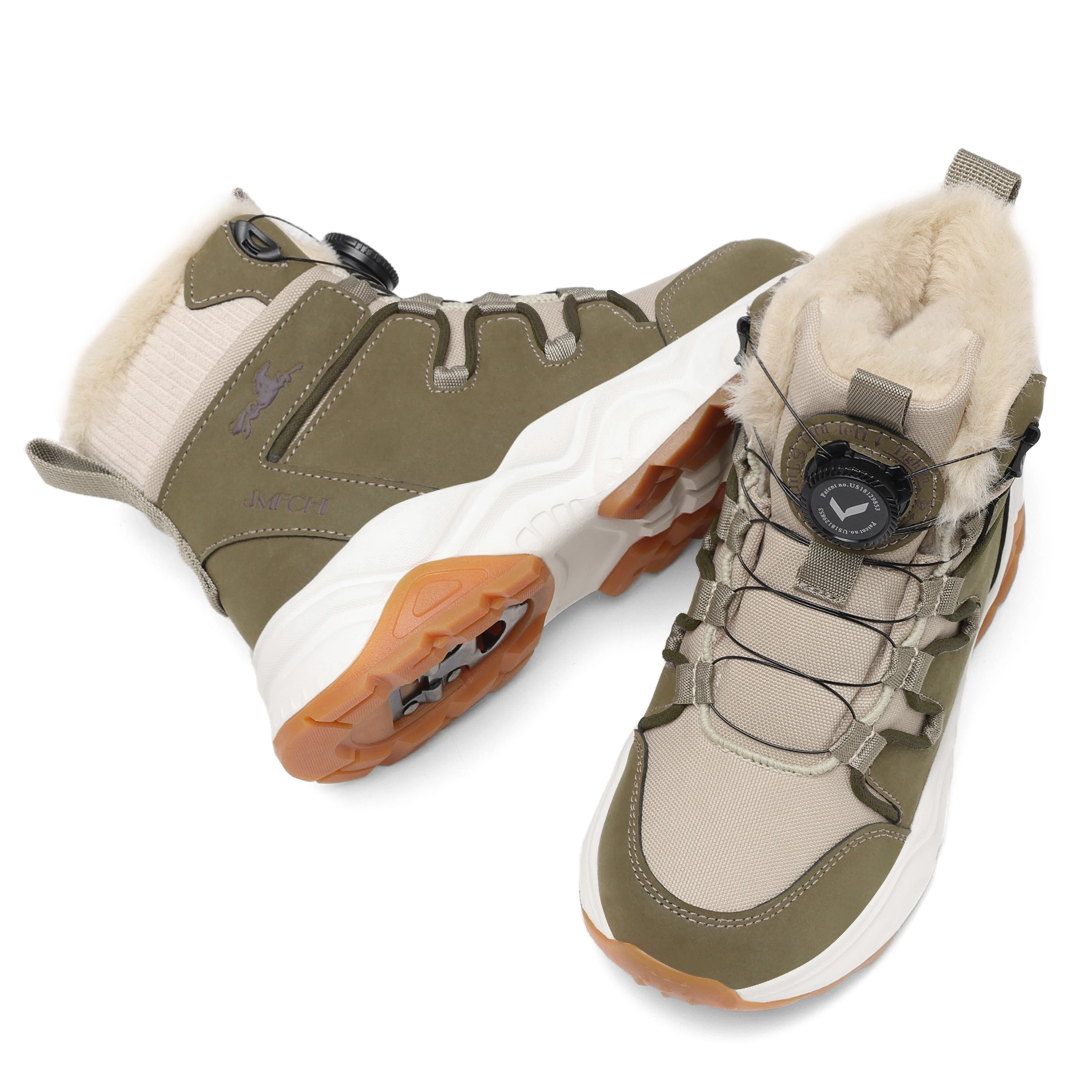 JMFCHI Kids Snow Boots Waterproof Winter Hiking Boots Warm Fur Lined Slip Resistant Outdoor Boots for Boys And Girls