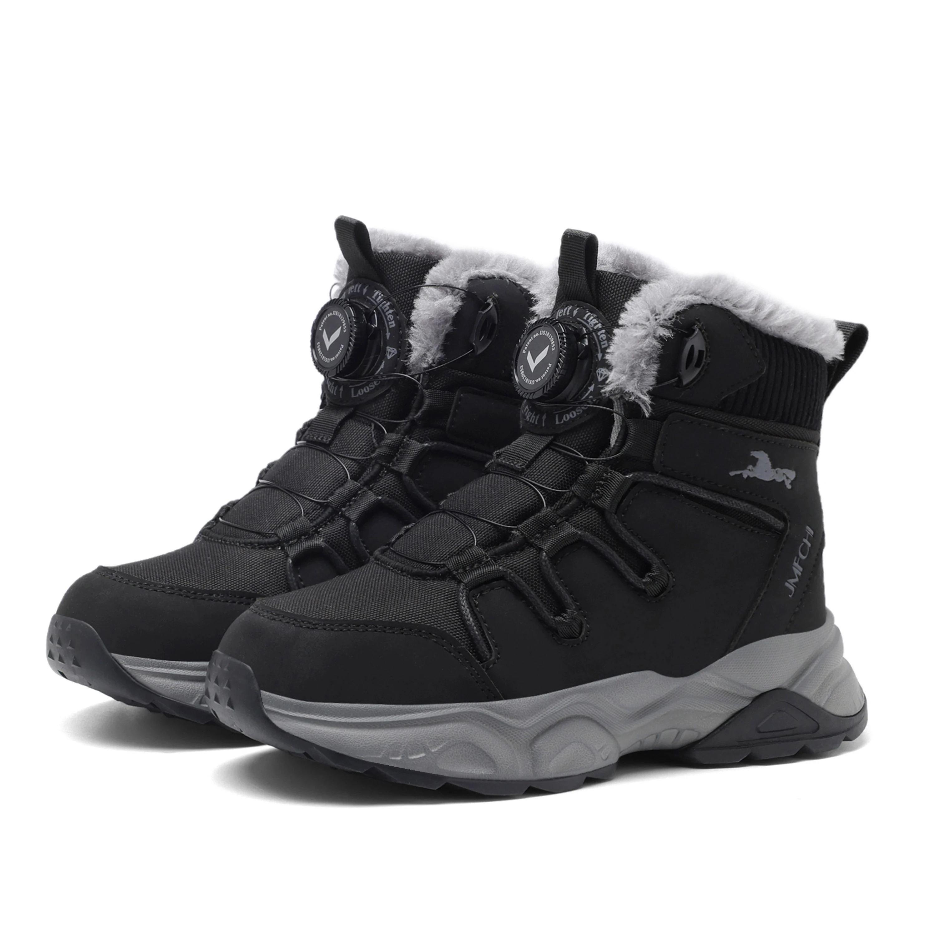 JMFCHI Kids Snow Boots Waterproof Winter Hiking Boots Warm Fur Lined Slip Resistant Outdoor Boots for Boys And Girls