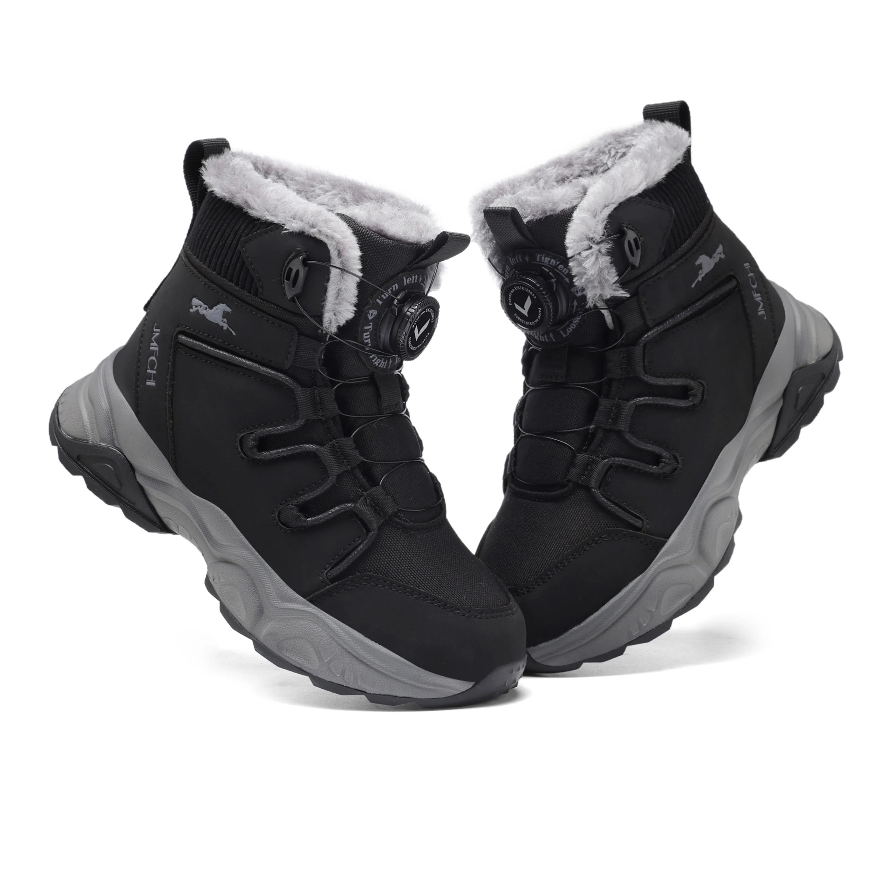 JMFCHI Kids Snow Boots Waterproof Winter Hiking Boots Warm Fur Lined Slip Resistant Outdoor Boots for Boys And Girls