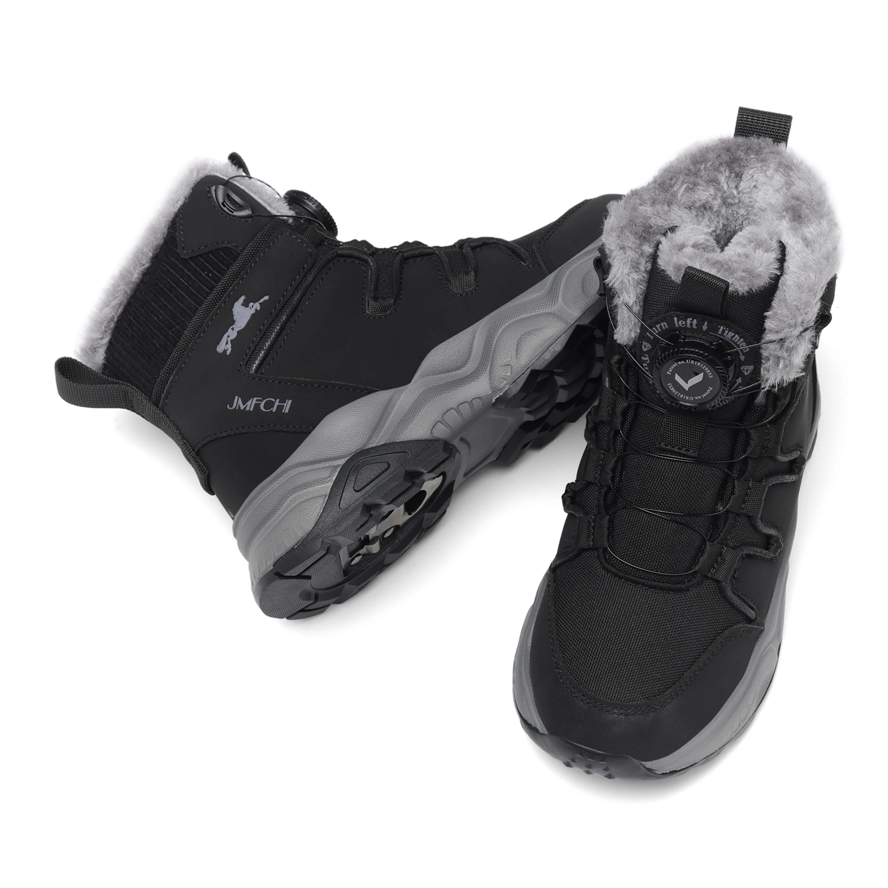 JMFCHI Kids Snow Boots Waterproof Winter Hiking Boots Warm Fur Lined Slip Resistant Outdoor Boots for Boys And Girls