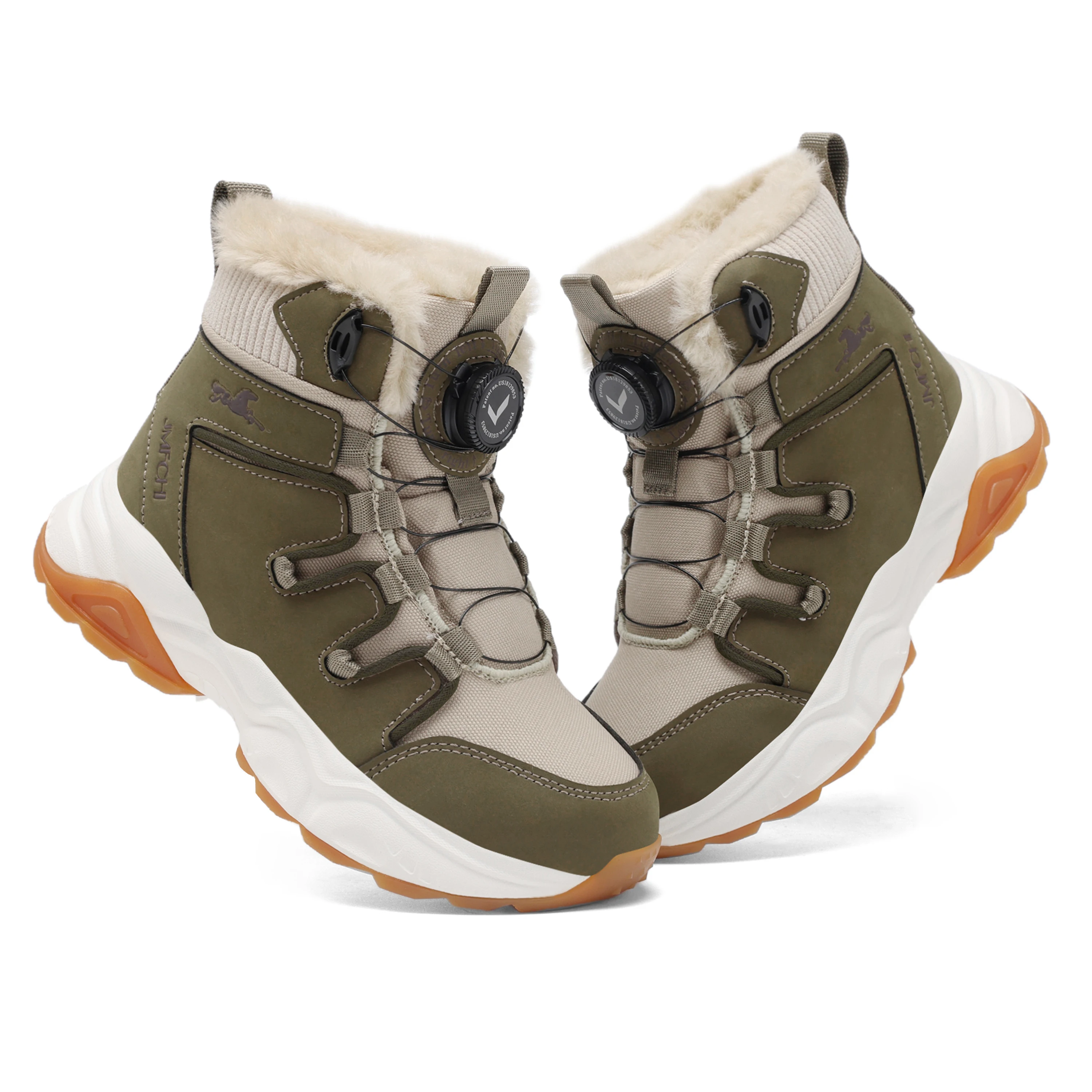 JMFCHI Kids Snow Boots Waterproof Winter Hiking Boots Warm Fur Lined Slip Resistant Outdoor Boots for Boys And Girls