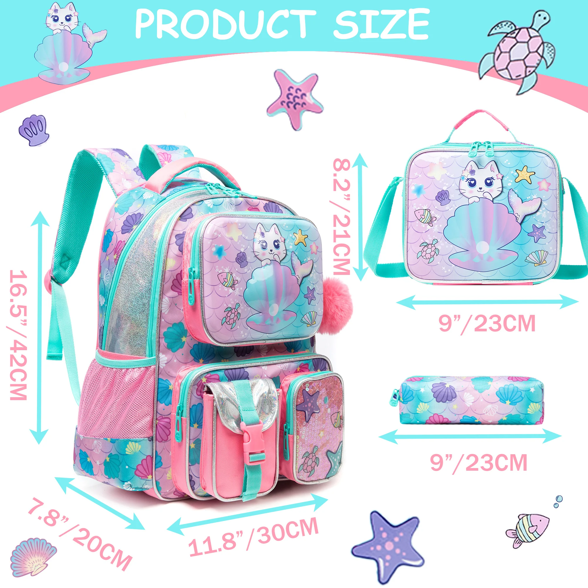 Cute Backpack for Girls Backpacks for Elementary Preschool Students Kids School Cute Backpack Lunch Bag and Penbag