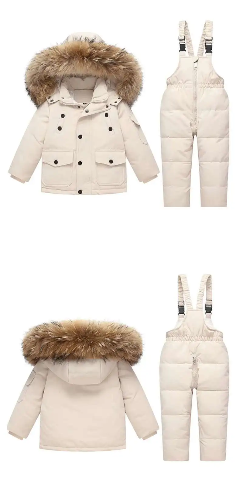 -30 Baby Winter Thickened Warm down Jacket and Jumpsuit Children Toddler Kids Clothing Set 2Pcs Girl Clothes Infant Snowsuit 1-6