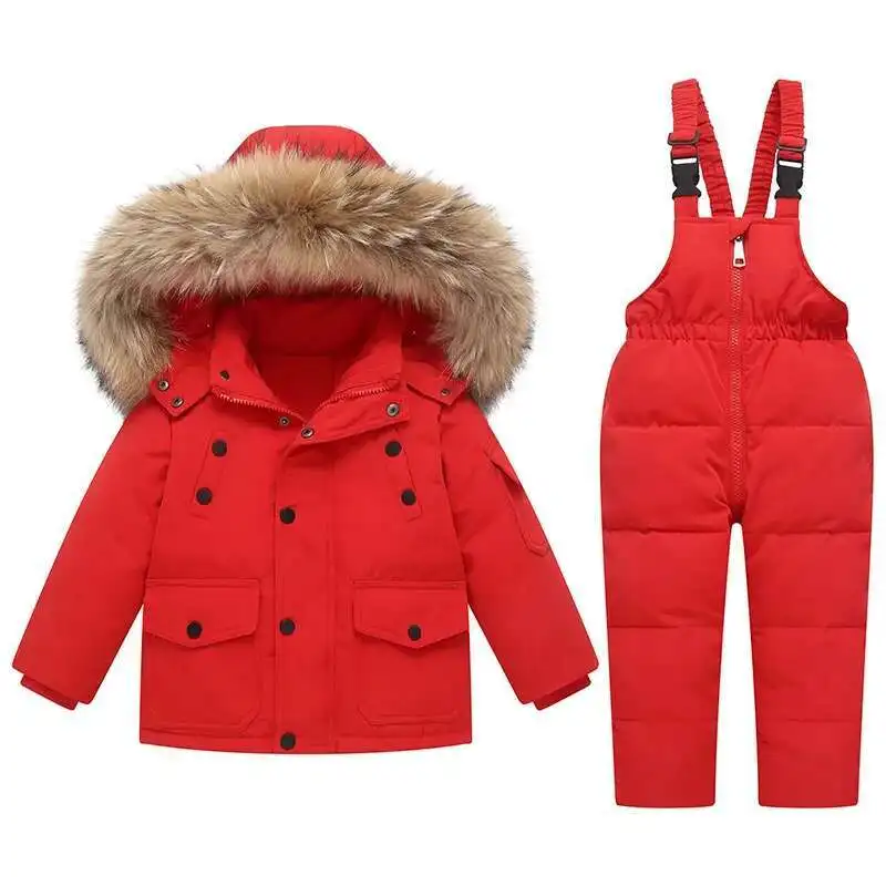 -30 Baby Winter Thickened Warm down Jacket and Jumpsuit Children Toddler Kids Clothing Set 2Pcs Girl Clothes Infant Snowsuit 1-6
