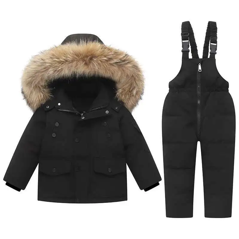 -30 Baby Winter Thickened Warm down Jacket and Jumpsuit Children Toddler Kids Clothing Set 2Pcs Girl Clothes Infant Snowsuit 1-6