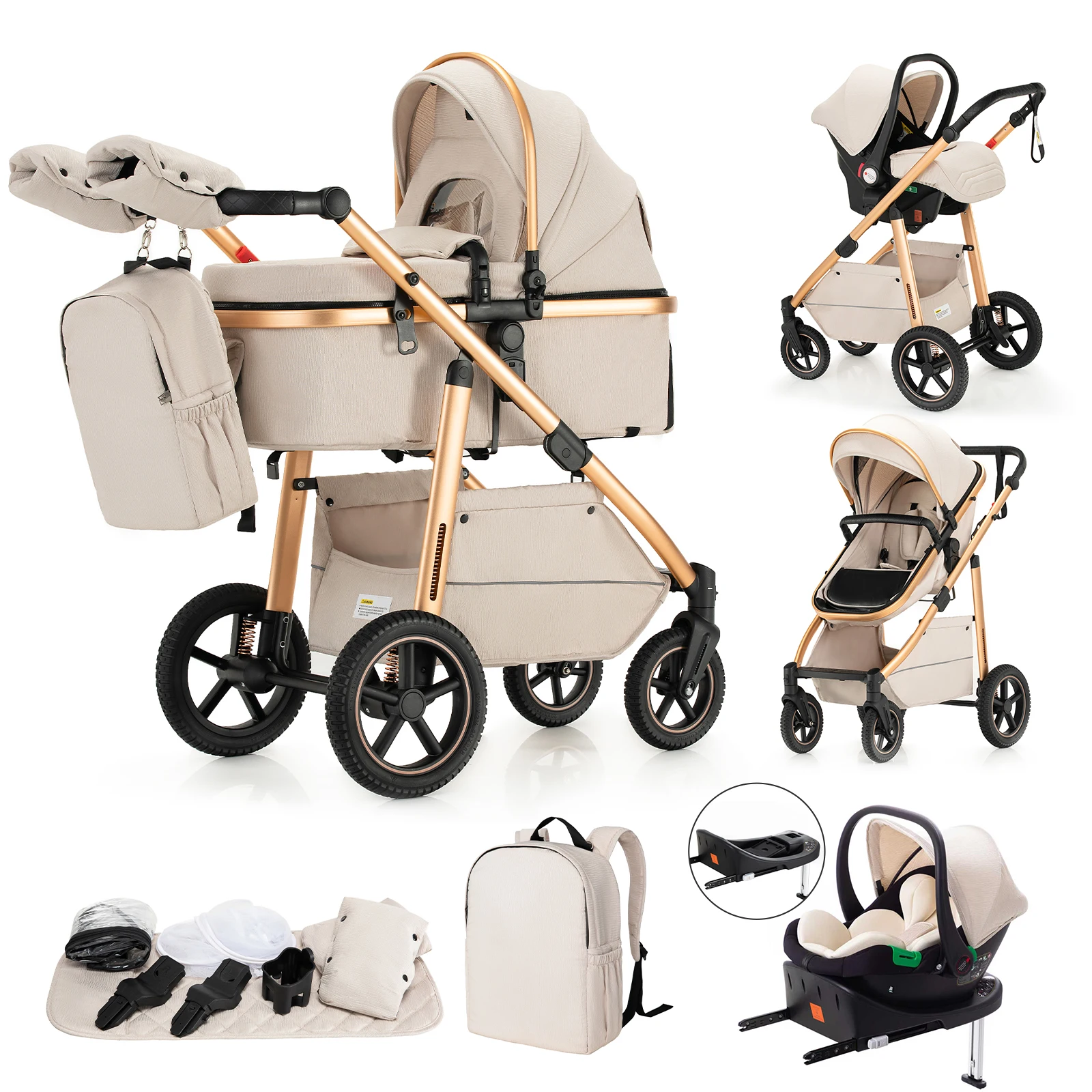 Baby Stroller 3 in 1 highlandscape for Newborn Mother Kids Portable Folding Carriage Luxurious Pushchair Car Seat Travel Pram
