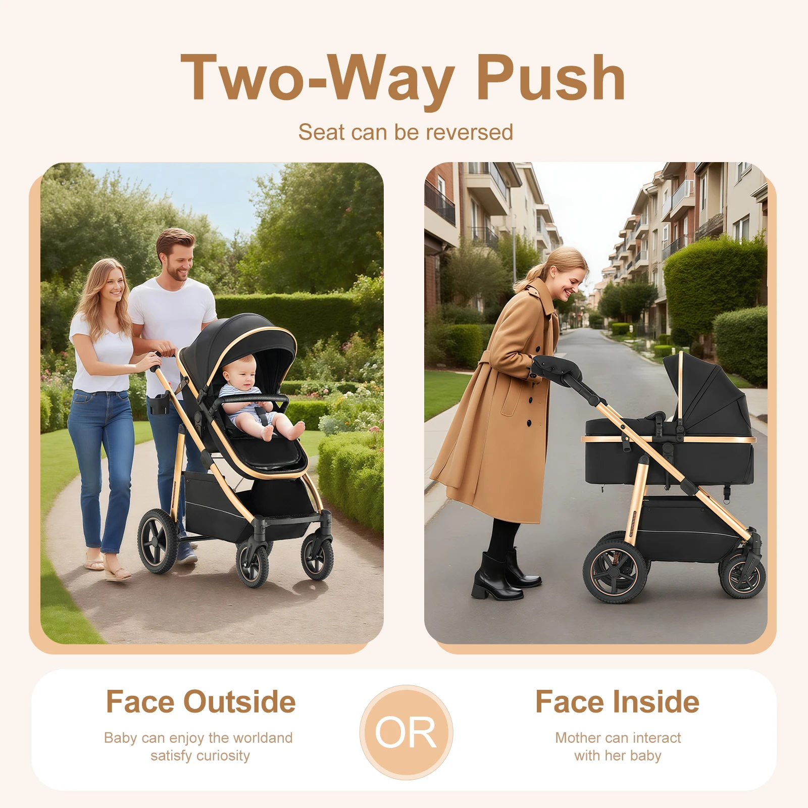 Baby Stroller 3 in 1 highlandscape for Newborn Mother Kids Portable Folding Carriage Luxurious Pushchair Car Seat Travel Pram